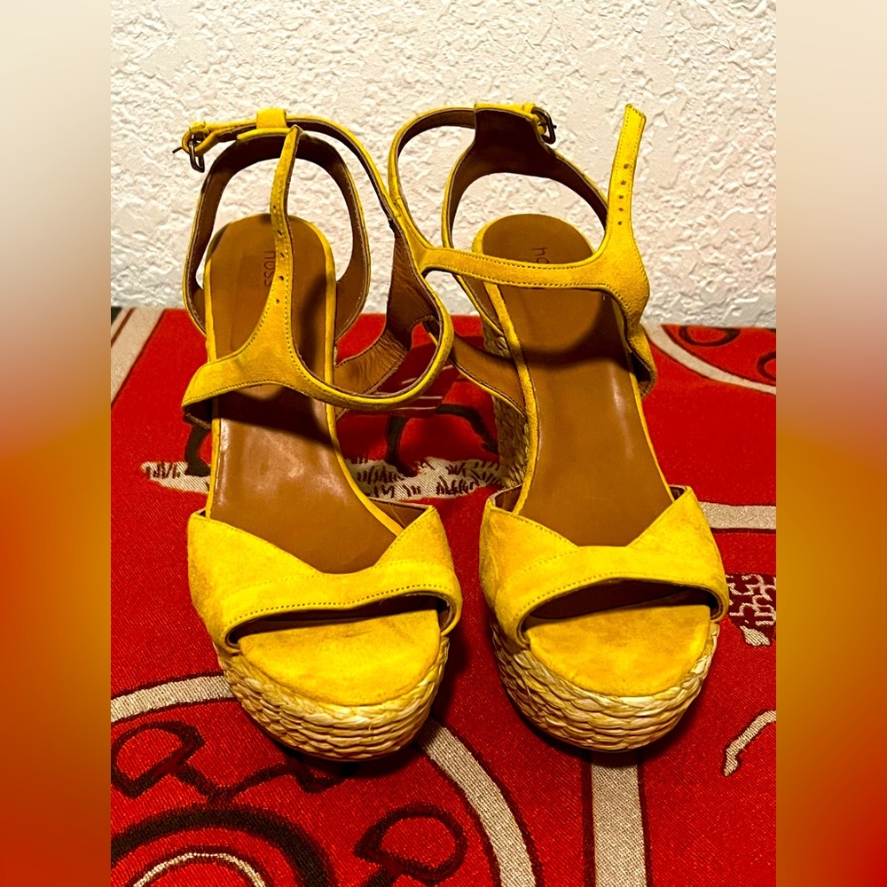 Hoss Intropia yellow Suede wedges EU Sz 38